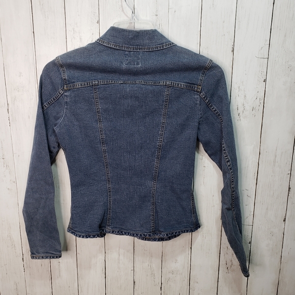 Vintage Faconnable Women's Button Up Denim Stretch Light Jacket Shirt Pockets XS - Picture 7 of 7